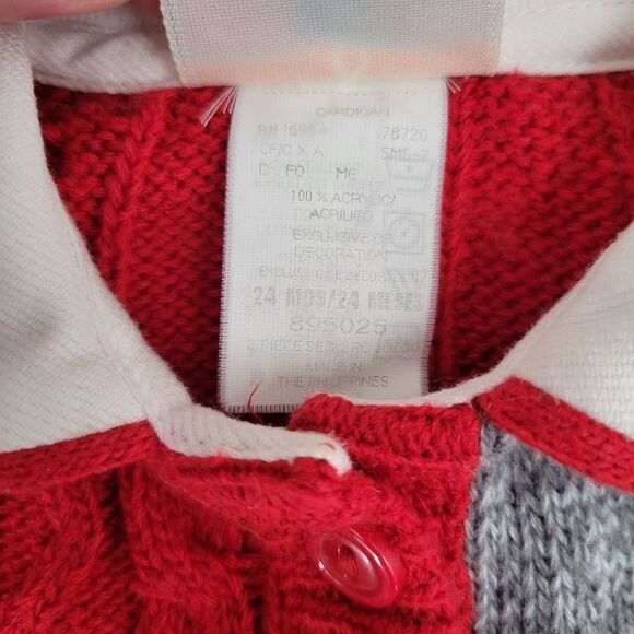 B.T. Kids Vintage Scottie Dog Red Cable Knit Cardigan - Picture 7 of 10